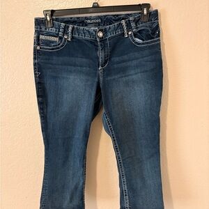 Maurices Deep Indigo Cropped Embellished Jeans